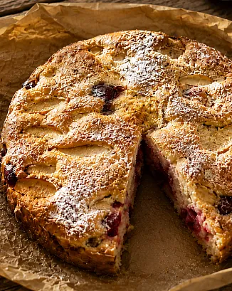 Пирог с яблоками и сливами